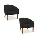 Ver imagem 2 de Poltrona Sala Decorativa Kit 2 Stella Pé Madeira Trapézio Castanho Linho D03 - D’Rossi