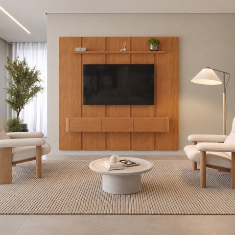 Conjunto Painel Dominus + Nicho Union Nicho Naturalle 3 Gavetas sem LED Mavaular