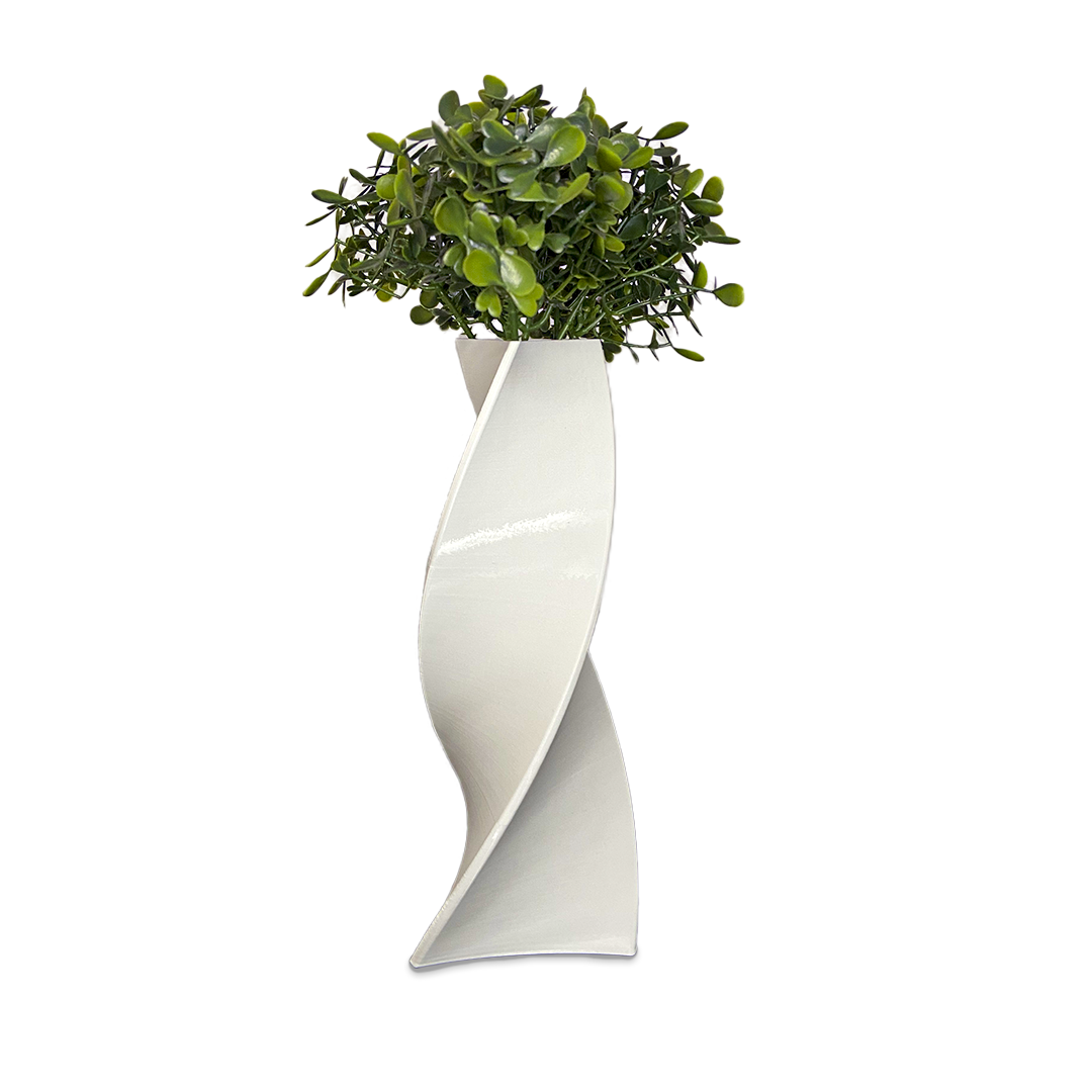 Vaso Decorativo Twisted 3D P/ Flores Artificiais - Branco - UN - 1