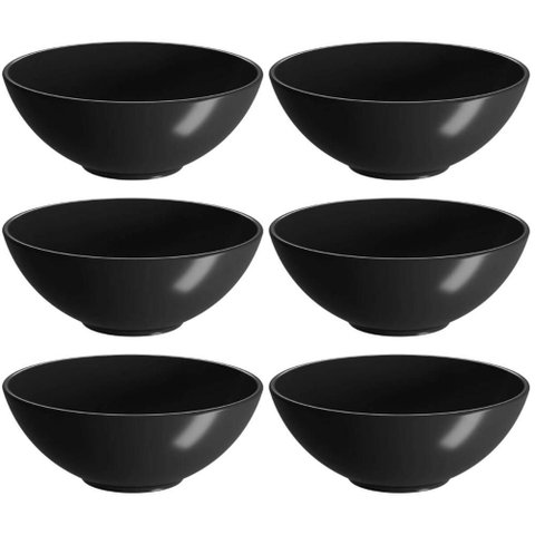 Kit 6 Bowls 120ml Molheiras Plástico Preto Coza Servir Calda