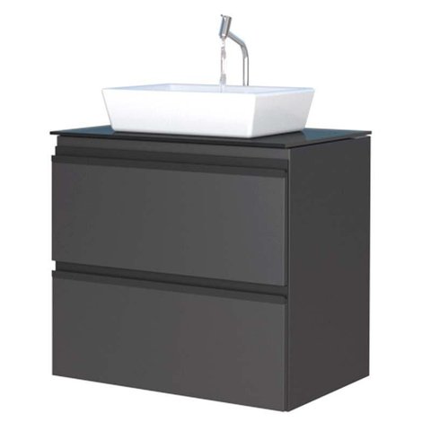 Gabinete Para Banheiro Aço Gaia 60 com Cuba Linea Cozimax Preto