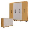 Cômoda 8050 e Guarda Roupa Casal B2348 Ripado Freijó Baunilha - Araplac - 1
