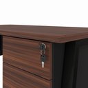 Ver imagem 6 de Mesa Escrivaninha 120cm x 60cm com Gaveteiro Suspenso e Tampo Chanfrado F5 Office Cor:Louro Preto