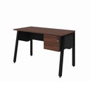 Ver imagem 2 de Mesa Escrivaninha 120cm x 60cm com Gaveteiro Suspenso e Tampo Chanfrado F5 Office Cor:Louro Preto