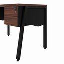 Ver imagem 5 de Mesa Escrivaninha 120cm x 60cm com Gaveteiro Suspenso e Tampo Chanfrado F5 Office Cor:Louro Preto