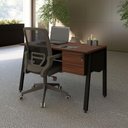 Ver imagem 7 de Mesa Escrivaninha 120cm x 60cm com Gaveteiro Suspenso e Tampo Chanfrado F5 Office Cor:Louro Preto