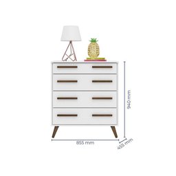 Cômoda 4 Gavetas Retro Branco/Branco - Qmovi - 2