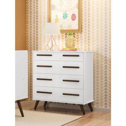 Cômoda 4 Gavetas Retro Branco/Branco - Qmovi - 3