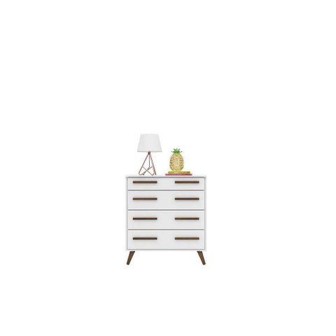 Cômoda 4 Gavetas Retro Branco/Branco - Qmovi