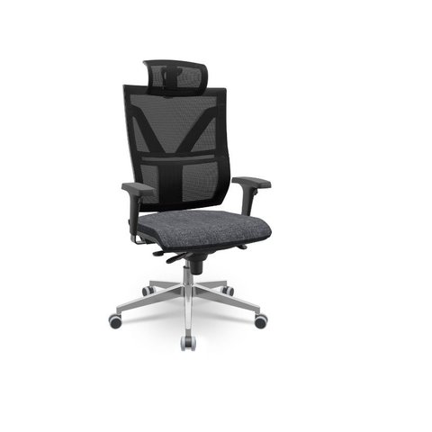 Cadeira Presidente Darix X+ Plaxmetal Base Aluminio Mecanismo Slider Assento Concept T91 Granito