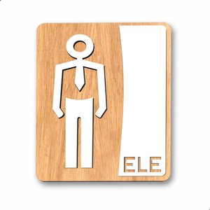 Placa de Banheiro Placas para Banheiro Feminino Masculino:branco - Ele 15x20