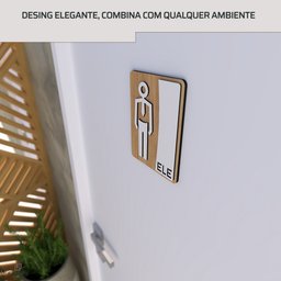 Placa de Banheiro Placas para Banheiro Feminino Masculino:branco - Ele 15x20 - 5