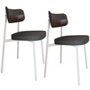 Ver imagem 1 de Kit 02 Cadeiras Estofada para Sala de Jantar Astrid Branco C01 Linho Preto Courino Café - Lyam Decor