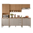 Ver imagem 7 de Cozinha Compacta Modulada 5 Peças 270cm 12 Portas e 2 Gavetas Colors Marrom Freijó/Cinza Niquel