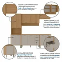 Ver imagem 5 de Cozinha Compacta Modulada 5 Peças 270cm 12 Portas e 2 Gavetas Colors Marrom Freijó/Cinza Niquel