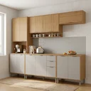 Ver imagem 1 de Cozinha Compacta Modulada 5 Peças 270cm 12 Portas e 2 Gavetas Colors Marrom Freijó/Cinza Niquel