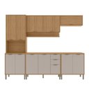 Ver imagem 2 de Cozinha Compacta Modulada 5 Peças 270cm 12 Portas e 2 Gavetas Colors Marrom Freijó/Cinza Niquel