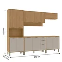 Ver imagem 3 de Cozinha Compacta Modulada 5 Peças 270cm 12 Portas e 2 Gavetas Colors Marrom Freijó/Cinza Niquel