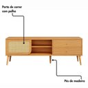 Ver imagem 5 de Rack Retrô Sala de Estar 1,80 m com Palhinha Indiana 2 Gavetas e Porta de Correr 100% MDF Dalla