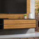 Ver imagem 4 de Painel Suspenso Para TV 1 Porta 4 Prateleiras Luz LED Sala de Estar