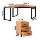 Ver imagem 4 de Mesa de Escritório em L Estilo Industrial com Gaveteiro Freijó Preto Pradel