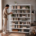 Ver imagem 3 de Estante Multiuso Organizador Livreiro Estilo Industrial 180x190 Branco Total