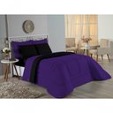 Ver imagem 4 de Kit Edredom Dupla Face + Jogo de Lençol Casal Viúva Nobre 7 Peças Malha 100% Algodão - Roxo /