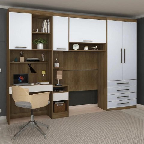 Guarda Roupa Solteiro Modulado Cp07 Delphi Avelã/branco L01 - Mpozenato