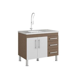 Balcão de Cozinha 100% MDF Flex 94 cm Amendoa/Branco - Mgm - 2
