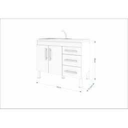 Balcão de Cozinha 100% MDF Flex 94 cm Amendoa/Branco - Mgm - 7