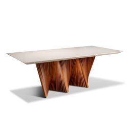 Mesa Atenas 06 Lugares 180cm X105cm Base Madeira Maciça Tampo com Vidro Off White - 2