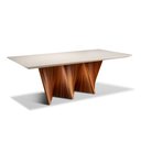 Ver imagem 2 de Mesa Atenas 06 Lugares 180cm X105cm Base Madeira Maciça Tampo com Vidro Off White