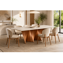 Ver imagem 4 de Mesa Atenas 06 Lugares 180cm x105cm Base Madeira Maciça Tampo com Vidro Off White