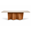 Ver imagem 2 de Mesa Atenas 06 Lugares 180cm x105cm Base Madeira Maciça Tampo com Vidro Off White