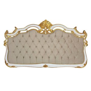 Cabeceira de Cama King Imperial Cinza com Laca Branca e Detalhes Dourado
