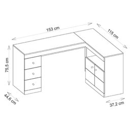 Mesa para Computador Byte Canto 2 Portas 3 Gavetas Caemmun - 2 Mesa para Computador Byte Canto 2 Portas 3 Gavetas Caemmun - 2