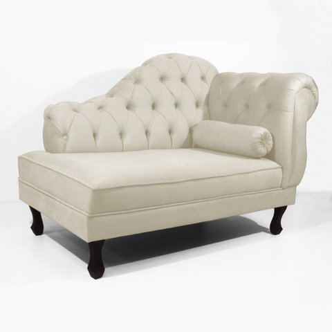 Recamier Sofá Divã Com Pés Retro 140X80 - Elã:Suede Bege
