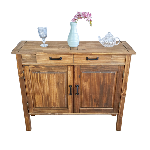 Balcão Buffet Cozinha Madeira Maciça Pinus Rustica 2 Portas Imbuia Aparador Sala Armário Organizador