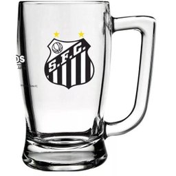 Caneca de vidro cerveja chopp festa presente time 340ml Santos - 1 Caneca de vidro cerveja chopp festa presente time 340ml Santos - 1
