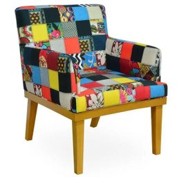 Kit 03 Poltronas Decorativa Para Sala de Estar Beatriz Patchwork - Lyam Decor - 4