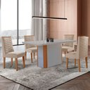 Ver imagem 1 de Mesa de Jantar Isadora 120cm Tampo Mdf com Vidro com 4 Cadeiras Safira