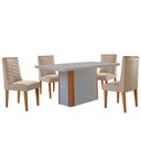Ver imagem 2 de Mesa de Jantar Isadora 120cm Tampo Mdf com Vidro com 4 Cadeiras Safira