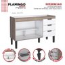 Gabinete de Cozinha Para Pia de 150 em Madeira Flamingo 3 Gavetas Tamarindo/Branco - Cozimax - 2