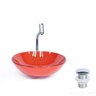 Combo 3 em 1 Cuba de Vidro Redonda 31cm Florença + Torneira Algarve + Válvula  Vermelho Ferrari - 1