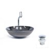 Combo 3 em 1 Cuba de Vidro Redonda 31cm Florença + Torneira Algarve + Válvula Beirute Grafite - 1