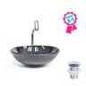 Combo 3 em 1 Cuba de Vidro Redonda 31cm Florença + Torneira Algarve + Válvula Beirute Grafite - 2