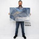 Ver imagem 2 de Quadro Decorativo em Canvas Abstrato Mármore Azul TaColado Moldura Flutuante 4,5cm Madeira 90 x 60cm