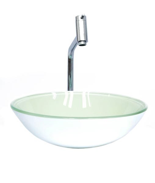 Combo 3 em 1 Cuba de Vidro Redonda 42cm Milão + Torneira Algarve + Válvula Beirute Branco - 1