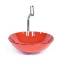 Ver imagem 1 de Combo 3 em 1 Cuba de Vidro Redonda 42cm Milão + Torneira Algarve + Válvula Beirute Vermelho Ferrari