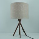 Ver imagem 3 de Abajur Base Madeira Cobre e Cúpula Tecido Rendado Bege